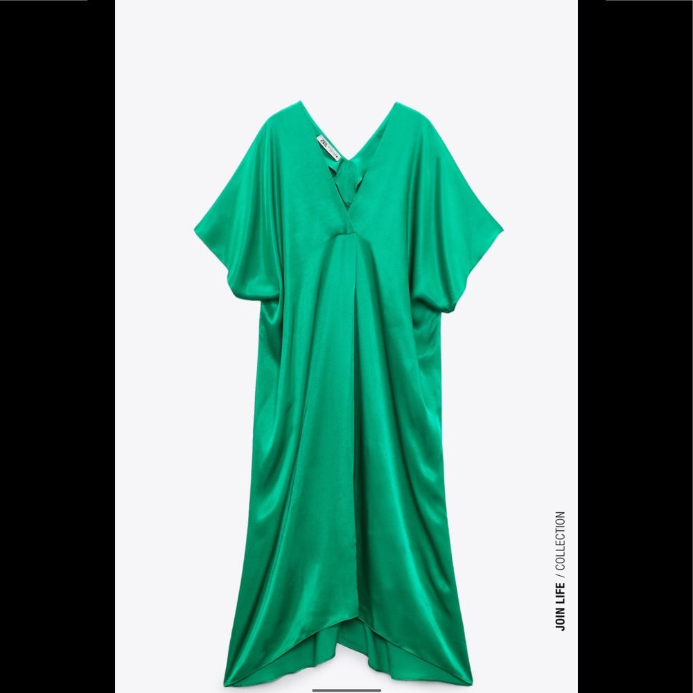 Zara Woman Midi Satan Tunic Dress